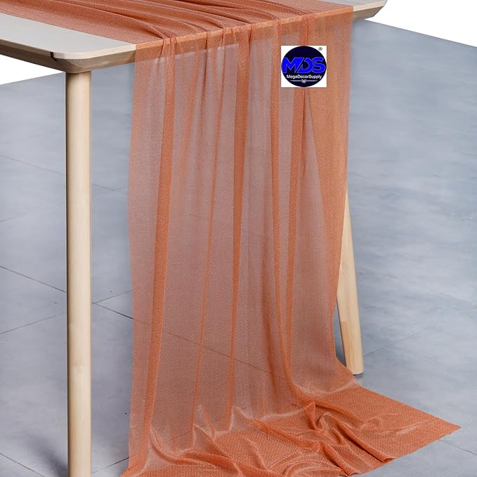 MDS Halloween Chiffon Table Runner - 15 Pack, 29 x 170 Inches, 14ft Each - Sheer Spooky Table Runners for Haunted House Parties, Trick-or-Treat Tables, Witchy Décor, Wedding & Events - Coral Peach
