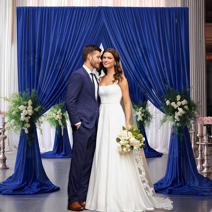 10 x 10 Feet Blue Backdrop Curtain for Partie, Background Curtains for Photoshoot, Birthday, Wedding, Halloween, Thanksgiving, Christmas Day, New Year Party Decorations 5Ft x 10Ft, 2 Panels