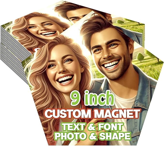KETABAO – 9" Pentagon Photo Magnets for Refrigerators, Cars and Offices – Customizable Magnetic Decor