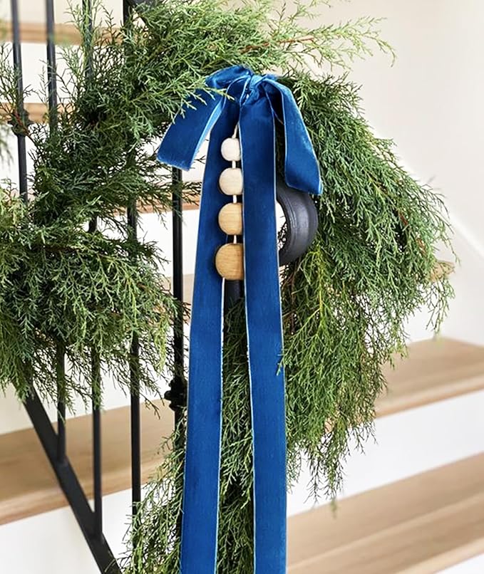 Royal Blue Velvet Ribbon 1'' 25 Yards for Christmas Tree, Gift Wrapping, Flower Bouquet, Wreath Decorations, Bow Making