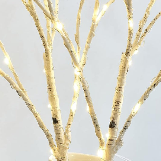 BAOLITVINE Lighted Birch Branches with Timer 70 Fairy Lights 18IN, Twig Lights for Indoor Outdoor Home Christmas Wedding Vase Decorations