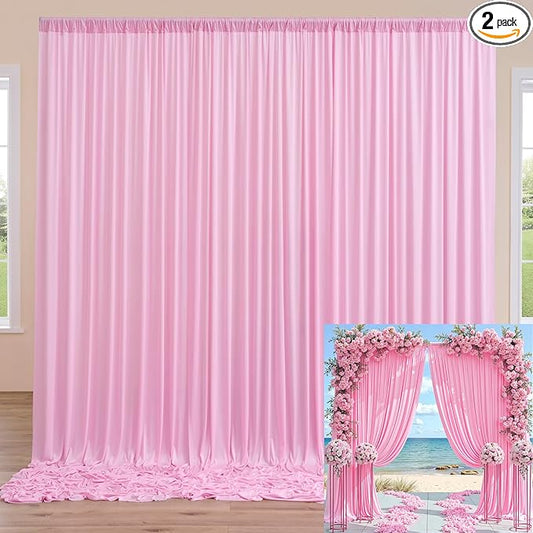 Wrinkle Free Pink Backdrop Curtain for Parties Background, Silky Photo Curtains Backdrop Drapes 2 Panels Back Drop Cloth for Wedding Birthday Photography Baby Shower Decor,10ftx10ft