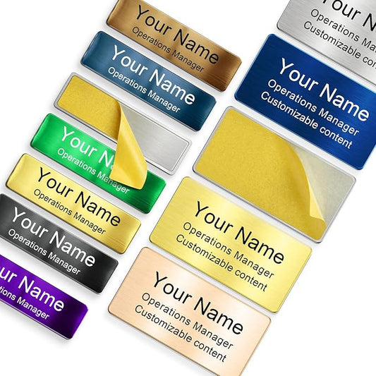 Stainless Steel Personalized Name Plate with Adhesive - Custom Plaque, Name Tag, Badge, Lable, Sign - Engraved Name Plates for Trophy, Award, Memorial