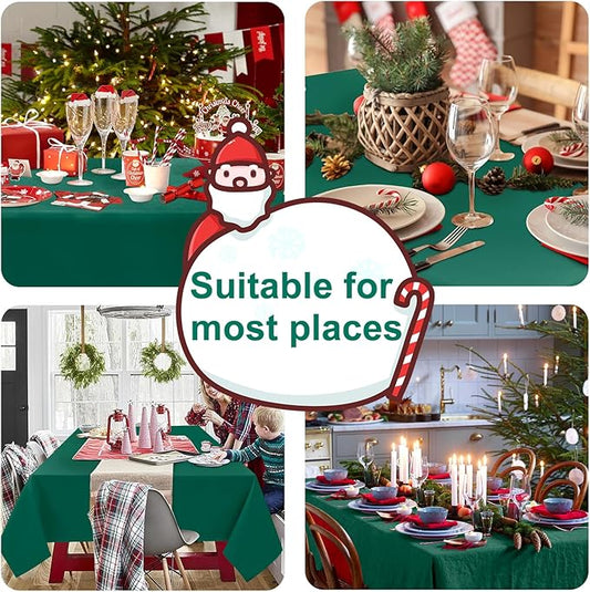 Hiasan Square Tablecloth - Waterproof and Spillproof Washable Fabric Table Cloth for Dining Room Kitchen, Emerald Green, 60 x 60 Inch