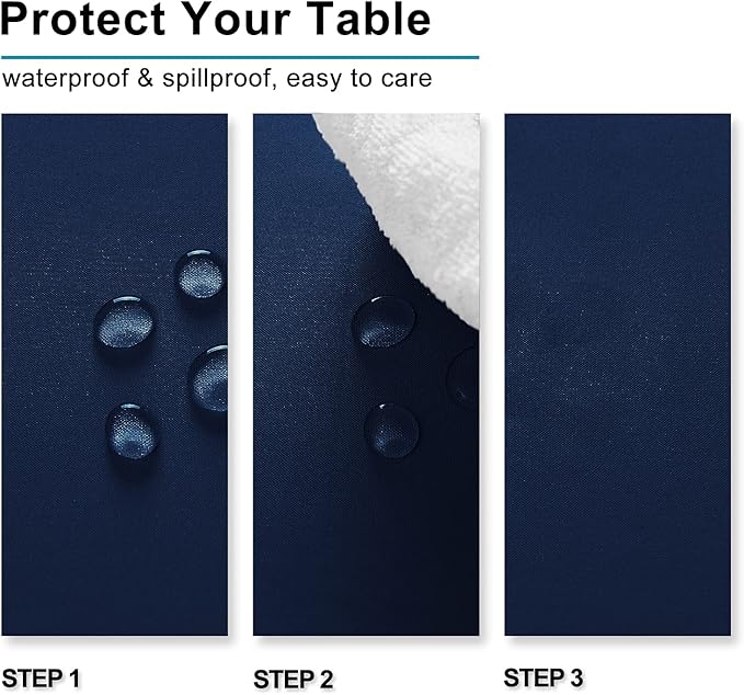 Hiasan Waterproof Tablecloth Rectangle - Washable Fabric Table Cloth for Dining Room Kitchen Birthday Party and Outdoor Use, Navy Blue, 54 x 80 Inch