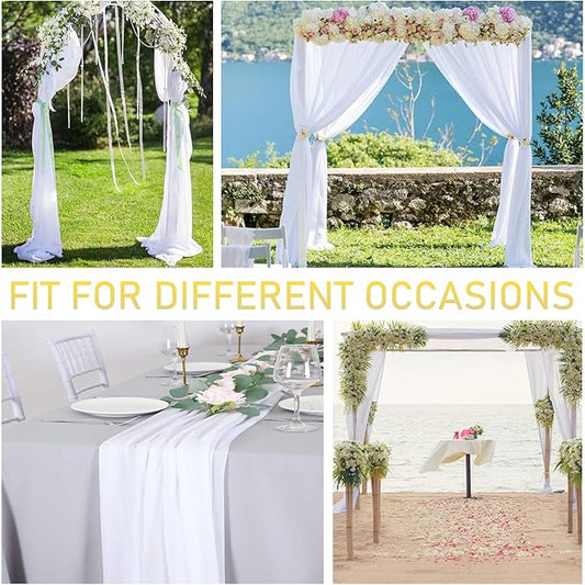 1 Panel Wedding Arch Draping Fabric White Sheer Backdrop Curtain Arch Drape for Wedding Ceremony Reception,Bridal Shower Party Decorations 28" X 19ft