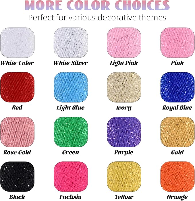 Glitter Tulle Rolls 6” by 50 Yards Sparkle Tulle Fabric Ribbon Sequin Tulle Netting Rolls for DIY Tutu Skirt Wedding Birthday Party Decoration (Ivory)