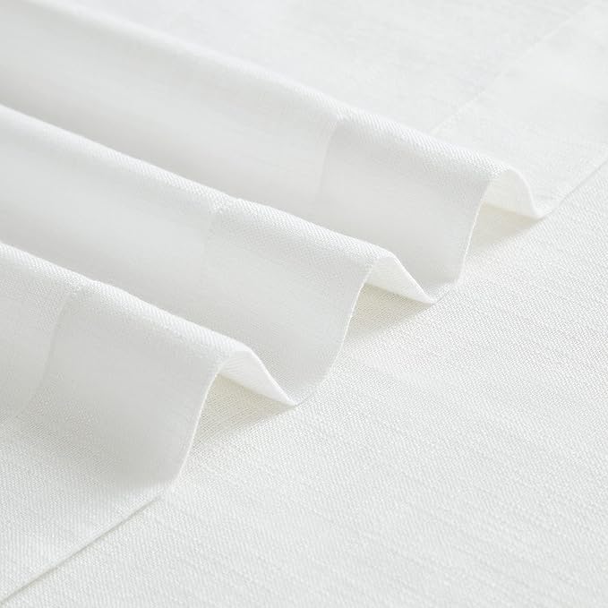 Vision Home White Pinch Pleated Semi Sheer Curtains Textured Light Filtering Window Curtains 120 inch for Living Room Bedroom Rayon Blended Pinch Pleat Drapes with Hooks 2 Panels 10ft 40" Wx120 L