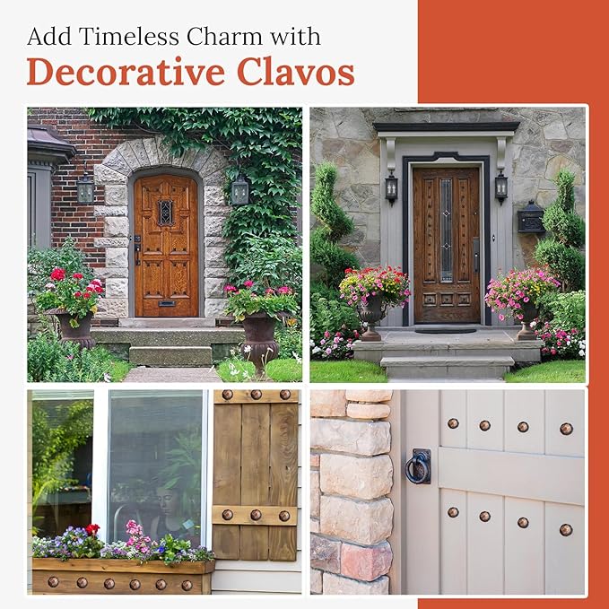 50 Pack 2" Round Head Iron Clavos Decorative Nails – Oil Rubbed Bronze – Handmade Rustic Round Fasteners for Farmhouse Shutters, Faux Wood, Barn Doors, Shutters, Gates – Ornamental Wood Accent