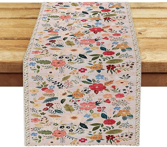 OYIMUA Boho Floral Summer Table Runner 13 x 72 Inches Colorful Flower Runners for Tables Rustic Spring Decorations for Home Indoor Outdoor Party Decor