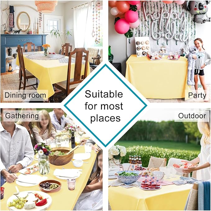 Hiasan Light Yellow Tablecloth for Square Tables - Waterproof and Spillproof Washable Fabric Small Table Cloth for Dining Room Kitchen Party, 40 x 40 Inch