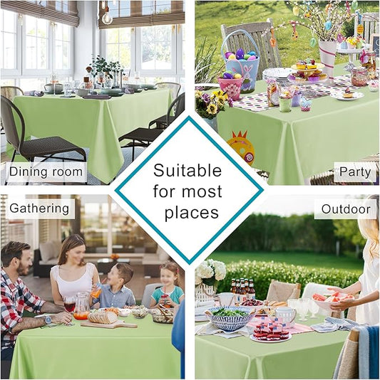 Hiasan Light Sage Square Tablecloth - Waterproof and Spillproof Washable Fabric Table Cloth for Dining Room Kitchen, 60 x 60 Inch