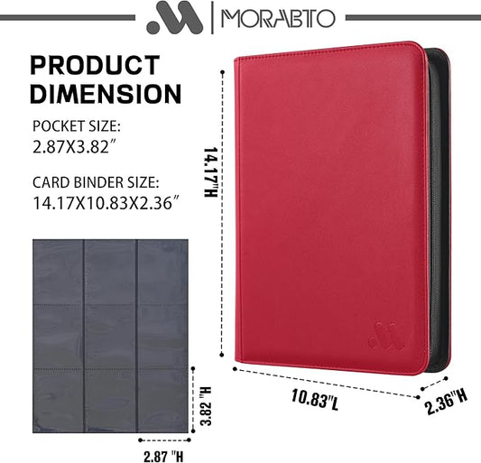 Card Binder 9 Pockets,Trading Card Binder Holds up to 864 Cards with 48 Sleeves,Zipper Card Holder Album Compatible with TCG Card/Game Cards/Sports Card