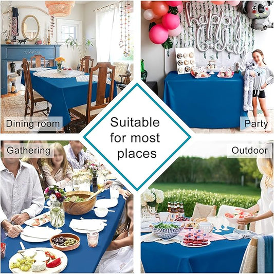 Hiasan 2 Pieces Royal Blue Tablecloth Rectangle - Waterproof and Washable Fabric Table Cloth for Card Tables, 60 x 120 Inch