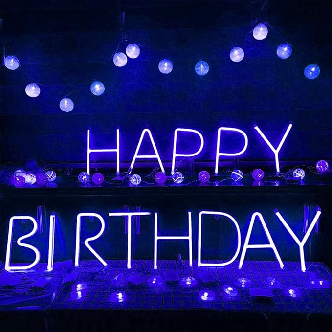 LED Blue Neon Letter Signs Night Light Battery or USB Operated LED Marquee Letters Neon Art Decorative Lights Wall Decor for Children Baby Room Christmas Wedding Party Decoration(C)