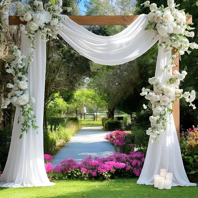 MDS Halloween Chiffon Draping Fabric - 1 Panel, 30" Wide x 75ft Long - Sheer Spooky Arbor & Canopy Drapery for Haunted House Backdrops, Party Ceilings, DIY Costumes & Themed Events - White