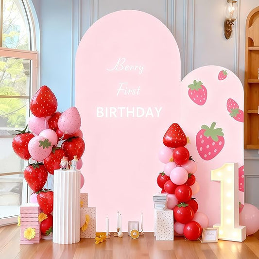 7.2FT Pink Arch Backdrop Cover - Polyester Fitted Wedding Arch Stand Covers Round Top Chiara Arch Backdrop Cover for Birthday Party Banquet Photo Background Decoration