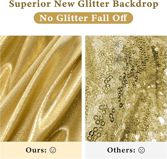 Outpain Thick 40 ft x 10 ft Gold Sequin Backdrop Curtain for Parties, Wrinkle Free Glitter Photo Backdrop Drapes 8 Panels 5x10ft Gold Back Drop Cloth for Wedding Christmas Photography Background
