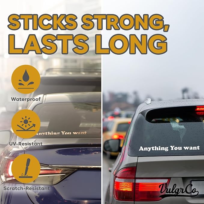 VulgrCo Custom Windshield Decal - Design Your Own Windshield Banner or Custom Window Decals for Cars, Trucks, SUVs - Durable Vinyl Windshield Stickers