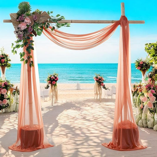 MDS Halloween Chiffon Draping Fabric - 1 Panel, 30" Wide x 50ft Long - Sheer Spooky Arbor & Canopy Drapery for Haunted House Backdrops, Party Ceilings, DIY Costumes & Themed Events - Terracotta