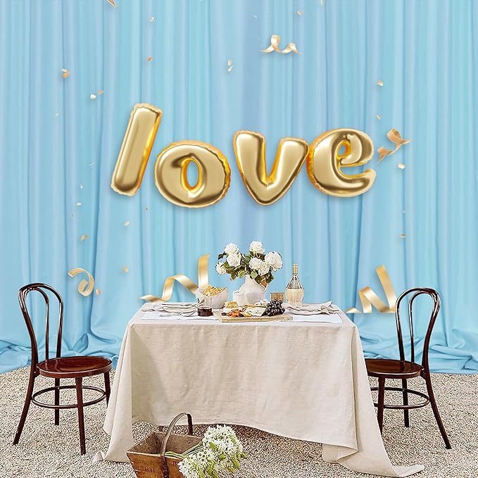 MEETSKY 10x 10 Baby Blue Backdrop Curtain for Baby Shower Parties Rod Pocket Light Blue Curtains Backdrop Drapes Fabric Decoration for Birthday Party Photography 5ft x 10ft,2 Panels
