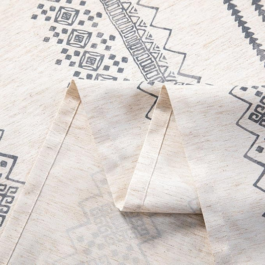 MYSKY HOME Boho Rectangle Tablecloth 60x84 Inches Linen Fabric Oblong Table Cover Farmhouse Decoration Waterproof Classic Bohemian Tablecloth for 4 Feet Table, Indoor and Outdoor Use, Grey Tablecloth
