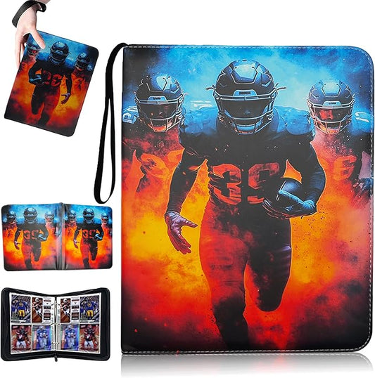 Trading Card Binder 4 Pocket, Pockets Football Card Binder, Premium Double Sided Pocket PU Cover Card Collection Binder for 400 Cards, Card Album for YuGiOh, MTG, TCG, Game Cards & Sports Cards