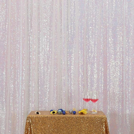 Eternal Beauty White Iridescent Sequin Backdrop, 6x8 Ft Glitter Background Curtains for Shimmer Photography Party Wedding Birthday Back Drop Decor