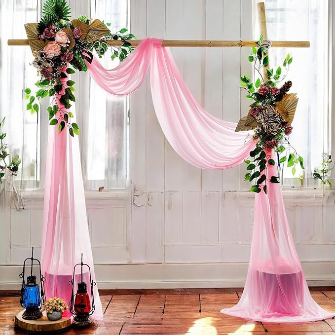 MDS Halloween Chiffon Draping Fabric - 2 Panel, 30" Wide x 30ft Long - Sheer Spooky Arbor & Canopy Drapery for Haunted House Backdrops, Party Ceilings, DIY Costumes & Themed Events - Coral