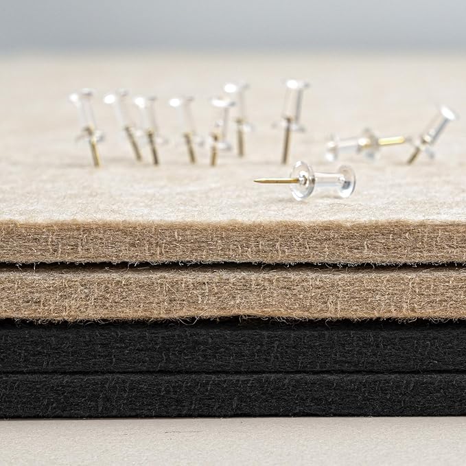 Bulletin Board, 36 x 24 inches Felt Board - Decorative Pin Board, Cork Board Alternative for Wall, 3' x 2' Foldable Picture Board Self-Adhesive Vision Board Prayer Board with 20 Pushpins - Black