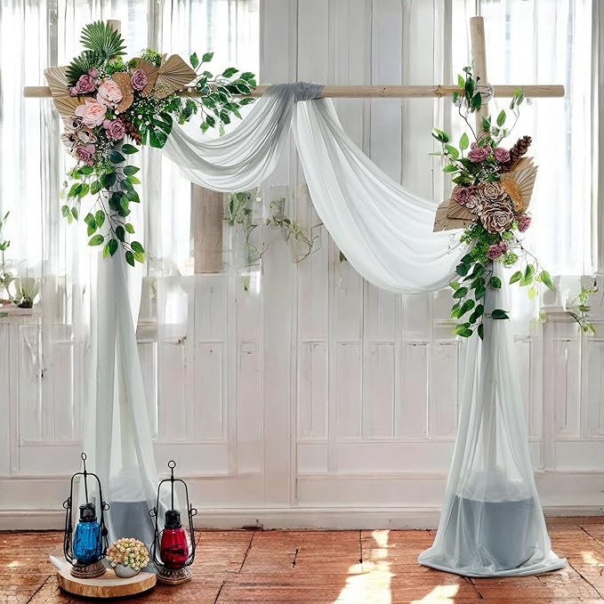 MDS Halloween Chiffon Draping Fabric - 2 Panel, 30" Wide x 30ft Long - Sheer Spooky Arbor & Canopy Drapery for Haunted House Backdrops, Party Ceilings, DIY Costumes & Themed Events - Gray