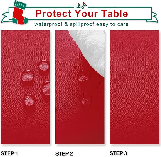 Hiasan Red Rectangle Tablecloth - Waterproof Wrinkle Resistant and Spillproof Washable Christmas Fabric Table Cloth for Dining Room Kitchen, 60 x 120 Inch
