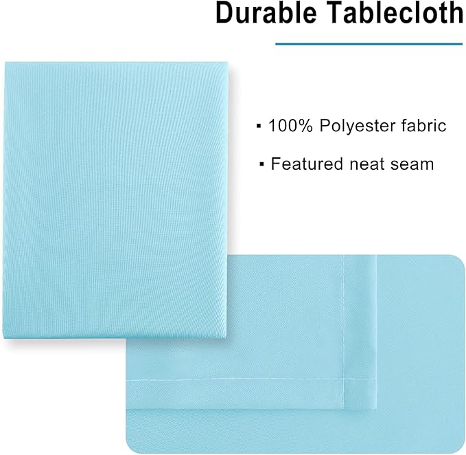 Hiasan Waterproof Tablecloth Rectangle - Washable Fabric Table Cloth for Dining Room Kitchen Birthday Party and Outdoor Use, Sky Blue, 30 x 60 Inch