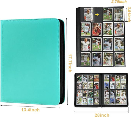 Trading Card Binder 16 Pocket, 1024 Pockets Card Binders, Card Collection Binder, Card Album Folder for MTG, TCG, Sports Cards, Game Cards (Lake Blue)