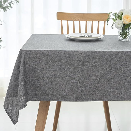 maxmill Rectangle Linen Texture Tablecloth Stain Proof Waterproof Wrinkle Free Washable Dining Table Cloth Wipeable Fabric Table Cover for Dining Room Farmhouse Tablecloths, 60 x 120 Inch, Dark Grey