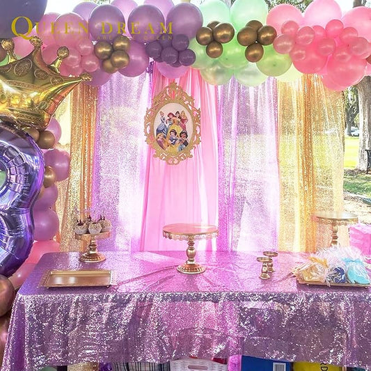 Sequin Backdrop Curtains Panels for Parties - Glitter Photo Backdrop Drapes 2 Panels 3x8FT Light Purple Curtain for Wedding Birthday Wall Decor