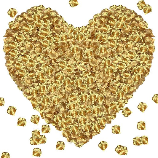 1000Pieces Rose Petals, Artificial Flower Petals Fake Rose Petals for Romantic Night,Wedding,Proposal Anniversary Flower Decorations(Gold Color)