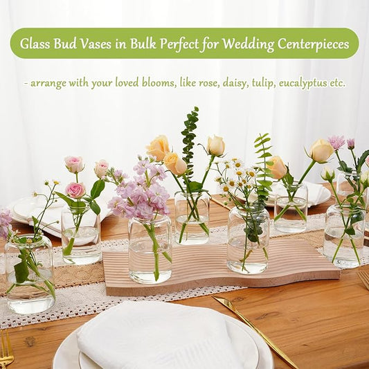 Small Glass Flower Vases, Set of 20 Clear Bud Vases for Centerpieces Mini Vase Bulk for Flowers for Wedding Birthday Party Housewarming Valentines' Day Table Centerpiece Decor