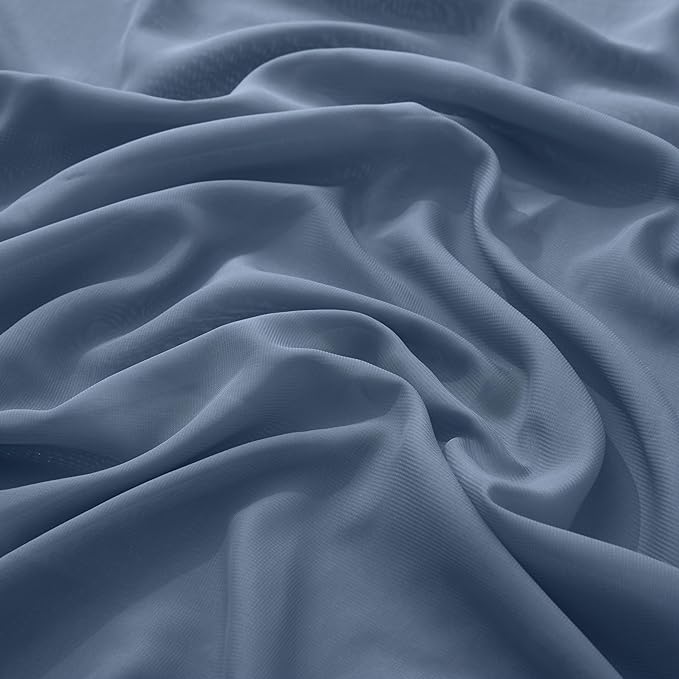 VACVELT Wedding Arch Draping Fabric Dusty Blue Chiffon, 1 Panel Sheer Drapes 30 Inch x 20ft Chiffon Backdrop Curtain Decor, Outdoor Sheer Drapery for Ceremony Party Ceiling