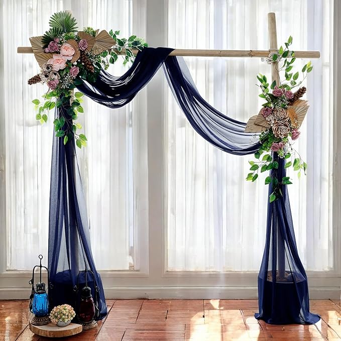 MDS Halloween Chiffon Draping Fabric - 1 Panel, 30" Wide x 50ft Long - Sheer Spooky Arbor & Canopy Drapery for Haunted House Backdrops, Party Ceilings, DIY Costumes & Themed Events - Navy Blue