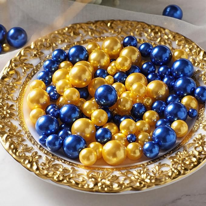 200 Pcs Vase Filler Beads Blue Pearl Beads for Vase No Hole Pearls for Centerpieces Vases Home Table Party Decor Wedding DIY 8/14/20mm