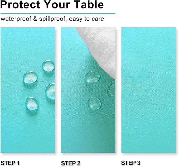 Hiasan Rectangle Tablecloth - Waterproof Spillproof and Wrinkle Resistant Washable Polyester Table Cloth for Dining Party, 52 x 70 inch, Aqua