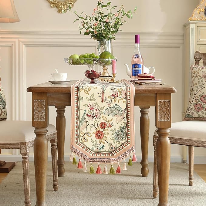 Velvet French Table Runner Farmhouse for Home Kitchen Dining Decor Parties Family Dinners Wedding 12"*118"
