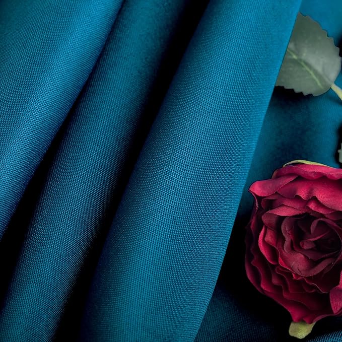 Ascoza 2pack 90x132 Inch Peacock Blue Rectangular Tablecloth 8 Feet Table Cloth in Polyester Fabric for Wedding/Banquet/Restaurant/Parties