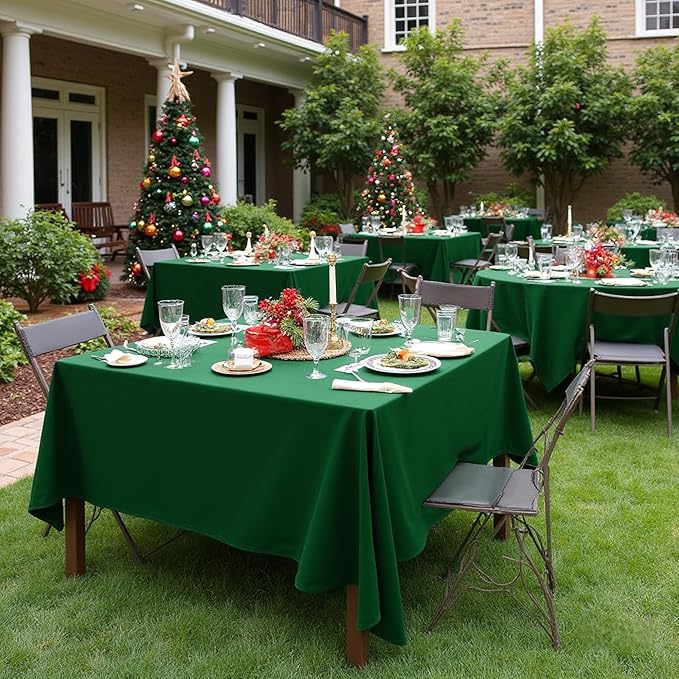 sancua Square Tablecloths 54x54 Inch Hunter Green - Fabric Table Cloth for Square or Round Tables, Washable Polyester Table Cover for Christmas Dinner, Holiday Party, Decorative Display Tables