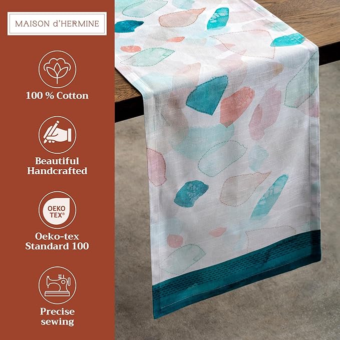 Maison d' Hermine Table Runner 100% Cotton Single Layer Table Runners 72 inches Long Decorative for Home Kitchen Dining Party Wedding Bridal Shower Spring Summer (Summer Picnic, 14.50" x 72")