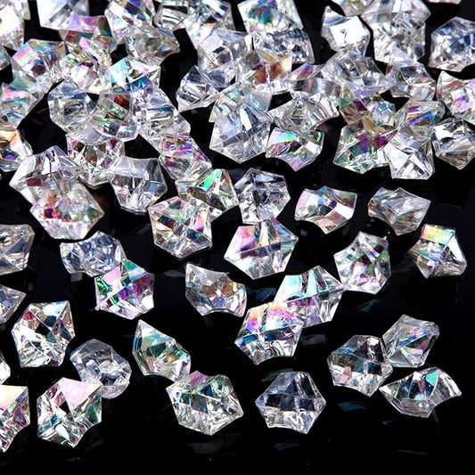 DomeStar Dazzling Fake Ice, 150PCS Sparkling Fake Diamonds, Iridescent Clear Gem Stones Vase Fillers DIY Crafts Wedding Table Scatter Decoration