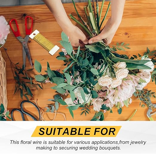 MECCANIXITY 190 Yards/575 Feet 27 Gauge Metal Floral Wire Silver Tone Flexible Paddle Thin Floral Wires for Craft, Christmas Wreath, Flower Arrangement, Wedding, Total 5 Roll