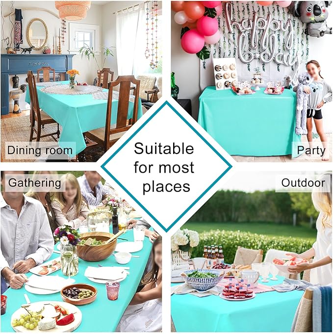Hiasan Light Blue Tablecloth for Rectangle Tables - Waterproof and Spillproof Washable Fabric Table Cloth for Dining Room Kitchen Party, 60 x 120 Inch