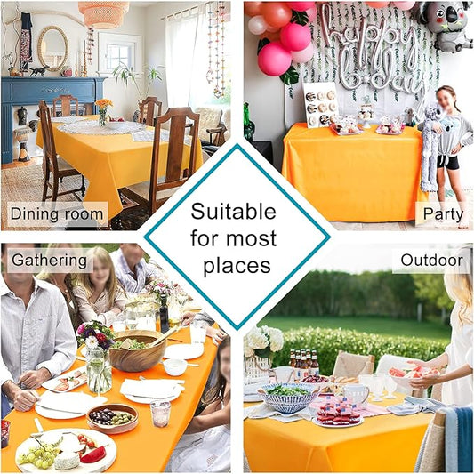 Hiasan 2 Pieces Solid Rectangle Tablecloth - Waterproof and Spillproof Washable Table Cloth for Dining Tables, Orange Yellow, 54 x 80 Inch
